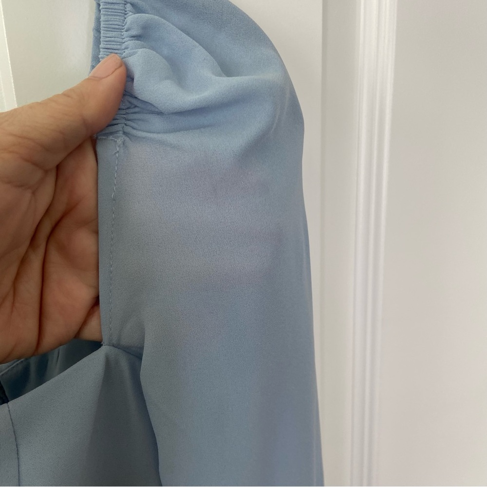 BHDN Long Sleeved Cocktail Dress, Blue‎ / Grey, Sheer Sleeves, NWT, size 2 - Picture 7 of 10